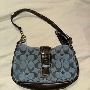 Coach Black and Blue Patterned Shoulder Bag